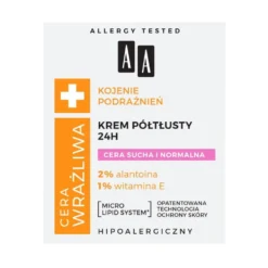 AA Cera Wrażliwa krem półtłusty 24h do cery suchej i normalnej na dzień i noc 50ml