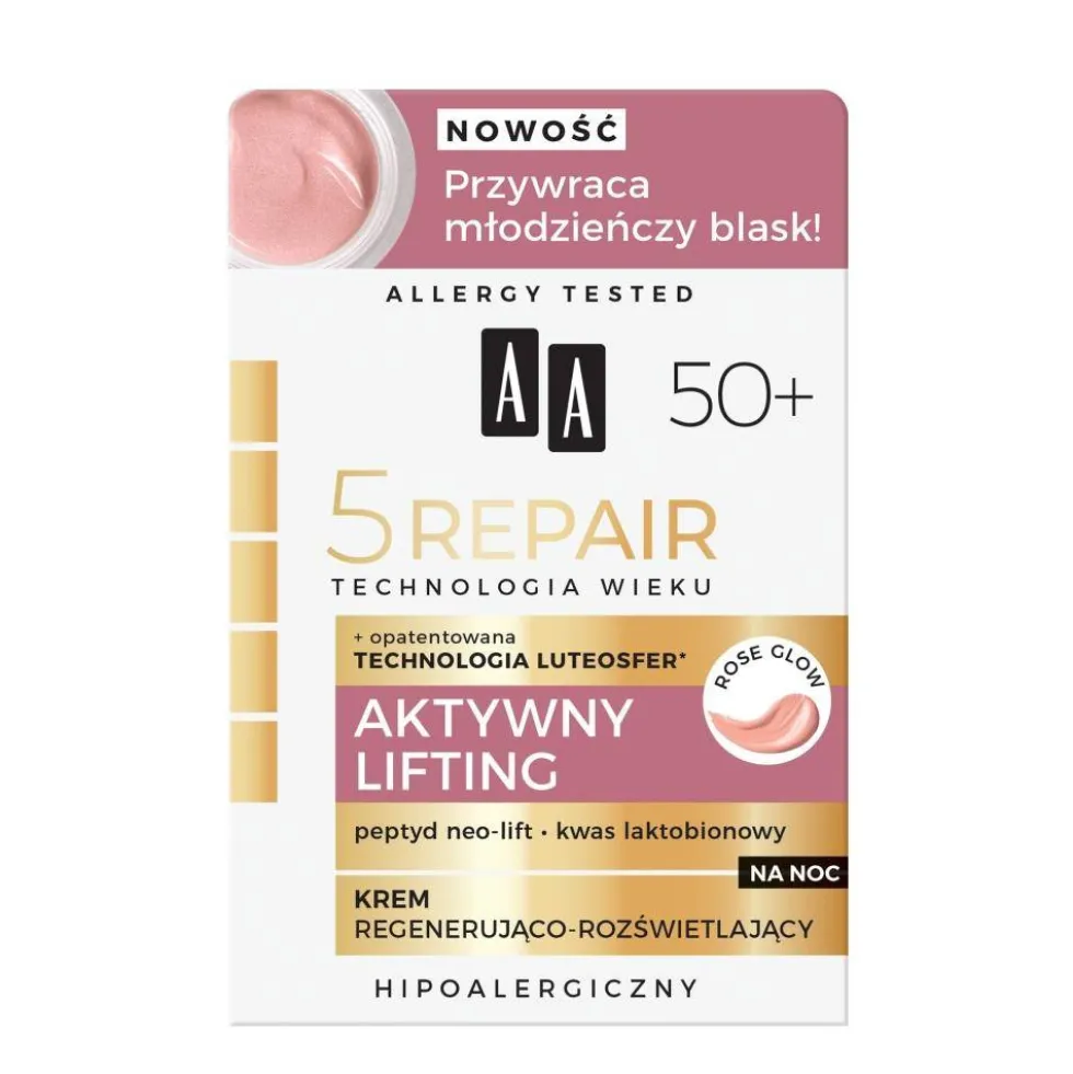 AA Technologia Wieku 5Repair 50+ Aktywny Lifting krem na noc regenerująco-rozświetlający 50ml