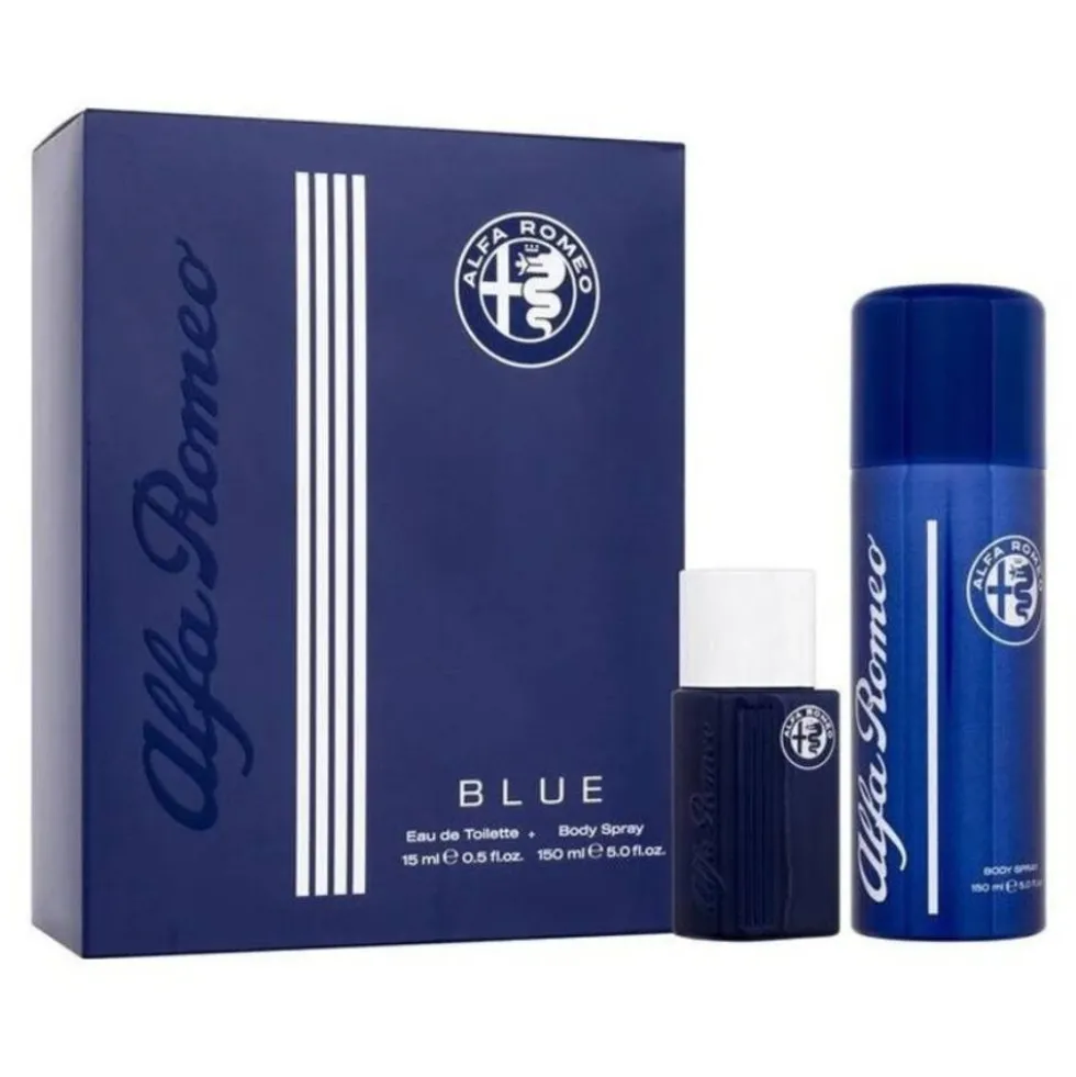 Alfa Romeo Blue zestaw woda toaletowa spray 15ml + perfumowany spray do ciała 150ml