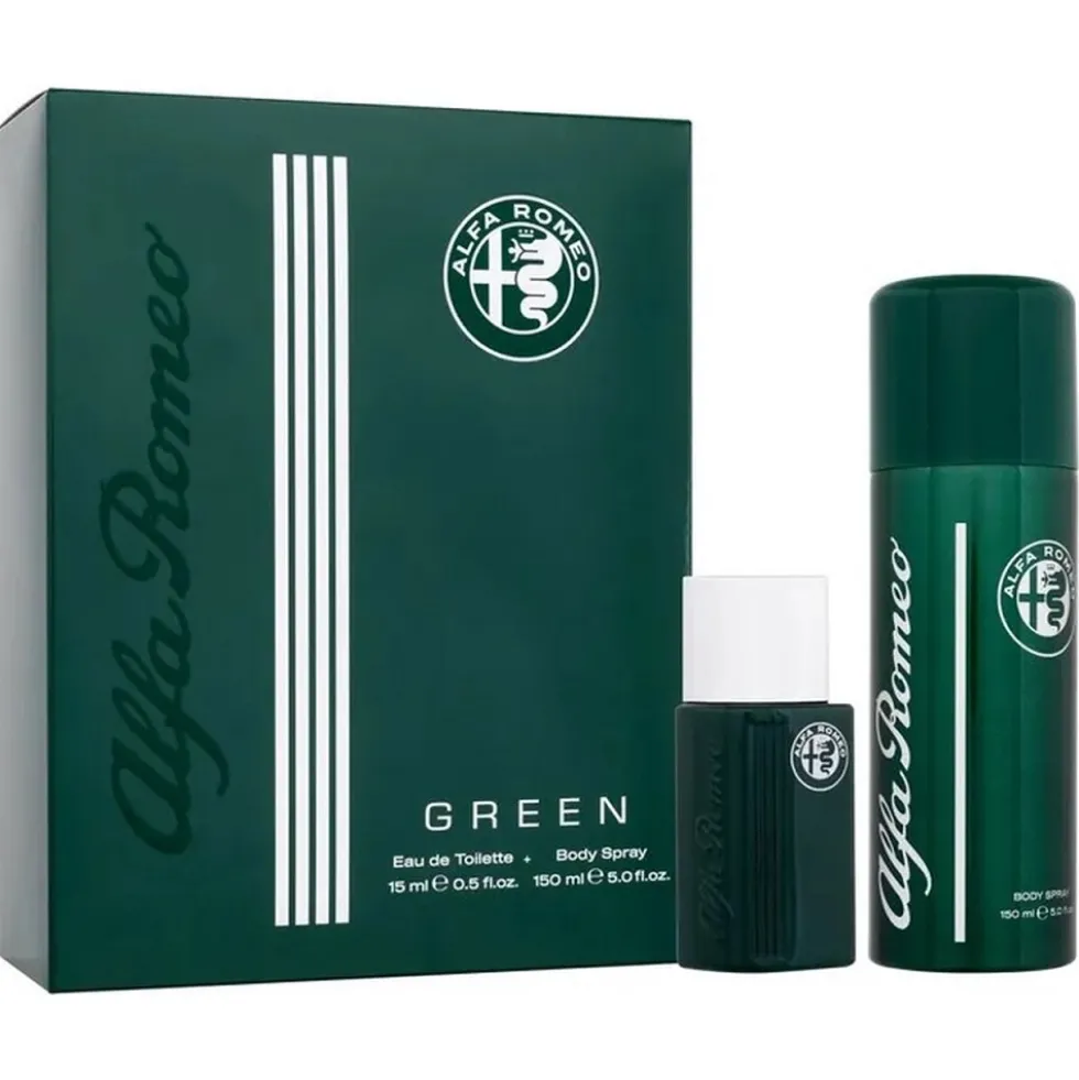 Alfa Romeo Green zestaw woda toaletowa spray 15ml + perfumowany spray do ciała 150ml