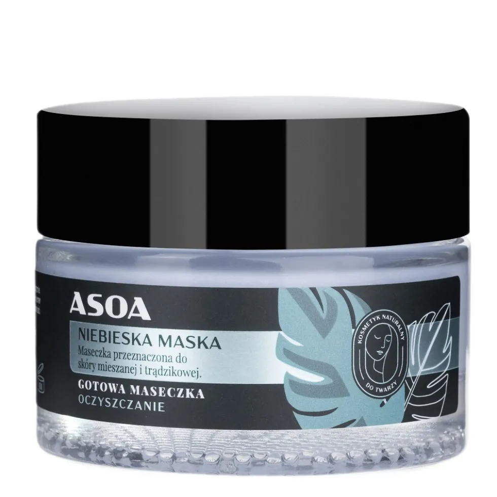 Asoa Gotowa maseczka do twarzy Niebieska Glinka 50ml
