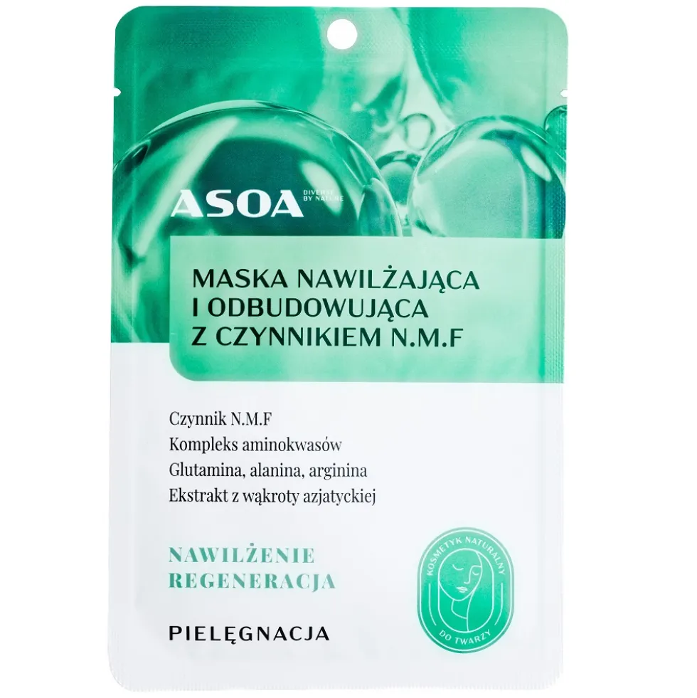 Asoa Maska w płachcie nawilżająca i odbudowująca z czynnikiem N.M.F. 30g