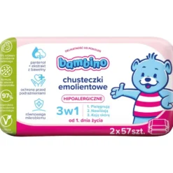 Bambino Chusteczki emolientowe 3w1 2x57szt.