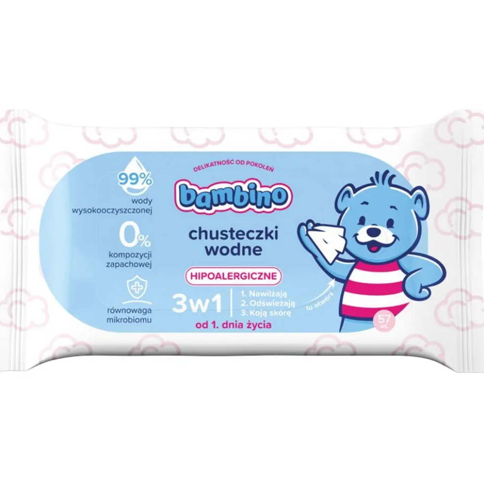 Bambino Chusteczki wodne 3w1 57szt.