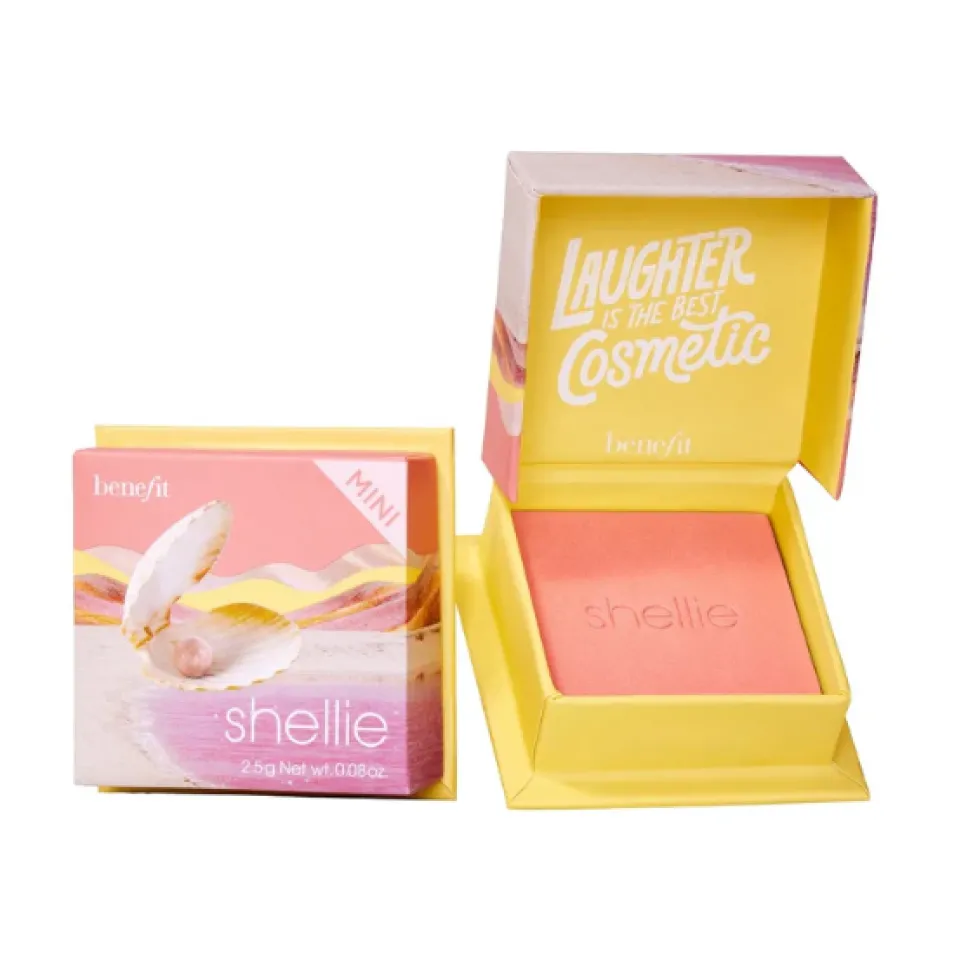 Benefit Shellie Mini Warm-Seashell Pink Blush róż do policzków w ciepłym odcieniu różowej muszli 2.5g