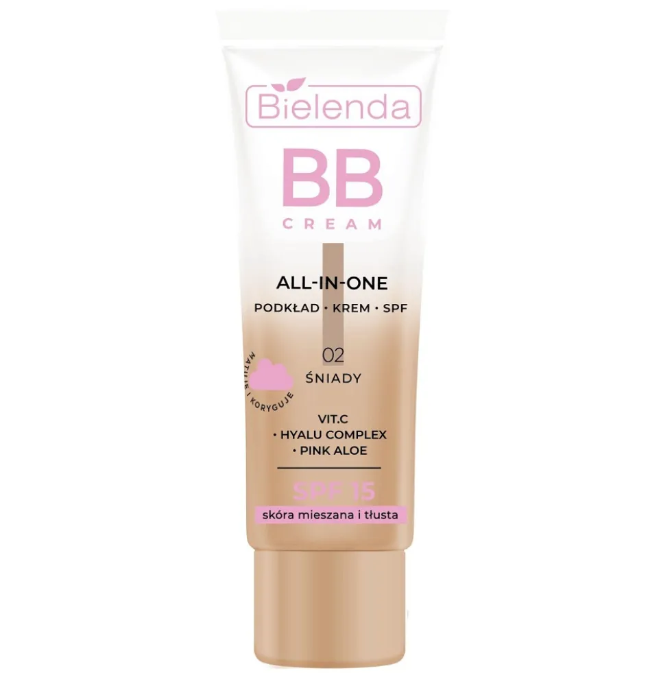 Bielenda All-In-One BB Cream multifunkcyjny krem BB SPF15 skóra mieszana i tłusta 02 Śniady 30g