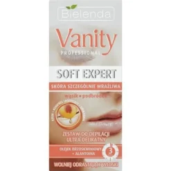 Bielenda Vanity Professional Soft Expert zestaw do depilacji twarzy ultra delikatny krem 15ml + kompres 10ml + szpatułka