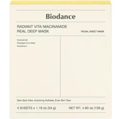 Biodance Radiant Vita Niacinamide Real Deep Mask rozświetlająca maska w płachcie 4x34g