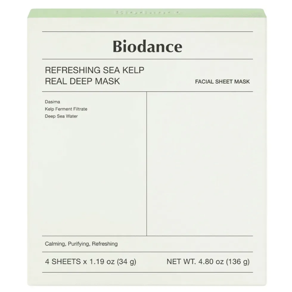 Biodance Refreshing Sea Kelp Real Deep Mask łagodząca maska w płachcie 4x34g