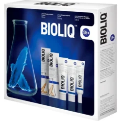BIOLIQ 55+ zestaw krem intensywnie liftingujący do skóry oczu ust szyi i dekoltu 30ml + krem na dzień 50ml + krem na noc 50ml