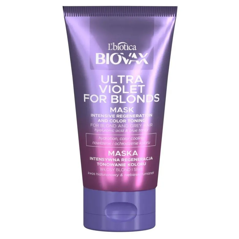 BIOVAX Ultra Violet intensywnie regenerująca maseczka tonująca do włosów blond i siwych 150ml