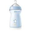 Chicco NaturalFeeling butelka plastikowa ze smoczkiem silikonowym przepływ szybki 6m+ Niebieska 330ml