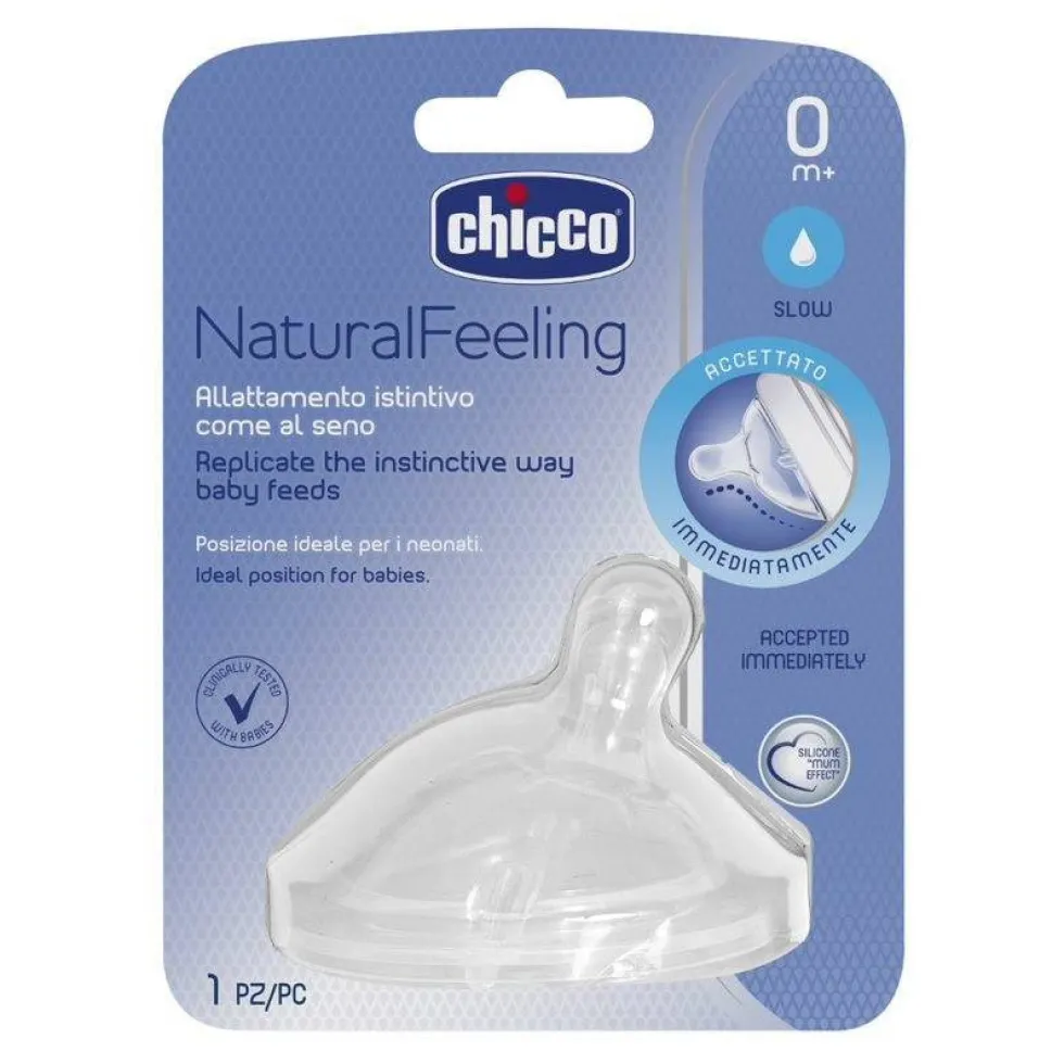 Chicco NaturalFeeling smoczek silikonowy na butelkę przepływ wolny 0m+ 1szt