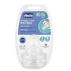 Chicco Physio smoczek antykolkowy na butelkę przepływ do kaszki 6m+ 2szt
