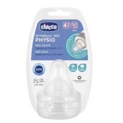Chicco Physio Smoczek antykolkowy na butelkę przepływ szybki 4m+ 2szt