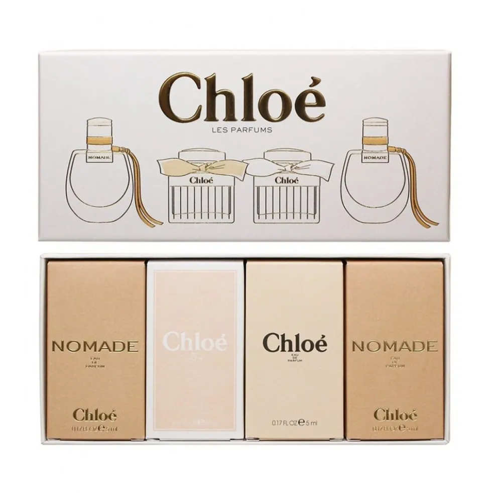 Chloe Les Parfums zestaw Nomade woda toaletowa 5ml + Rose Tangerine woda toaletowa 5ml + Chloe woda perfumowana 5ml + Nomade woda perfumowana 5ml
