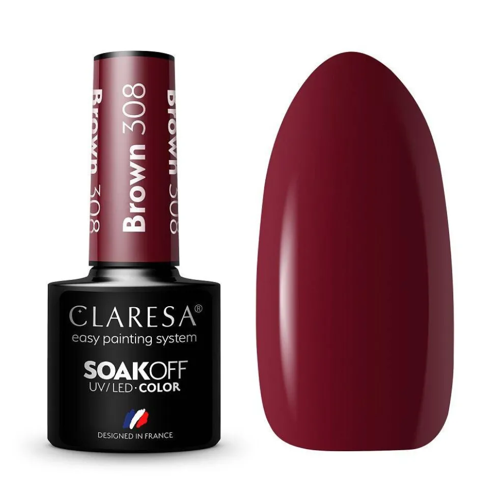 Claresa Soak Off UV/LED Brown lakier hybrydowy 308 5g