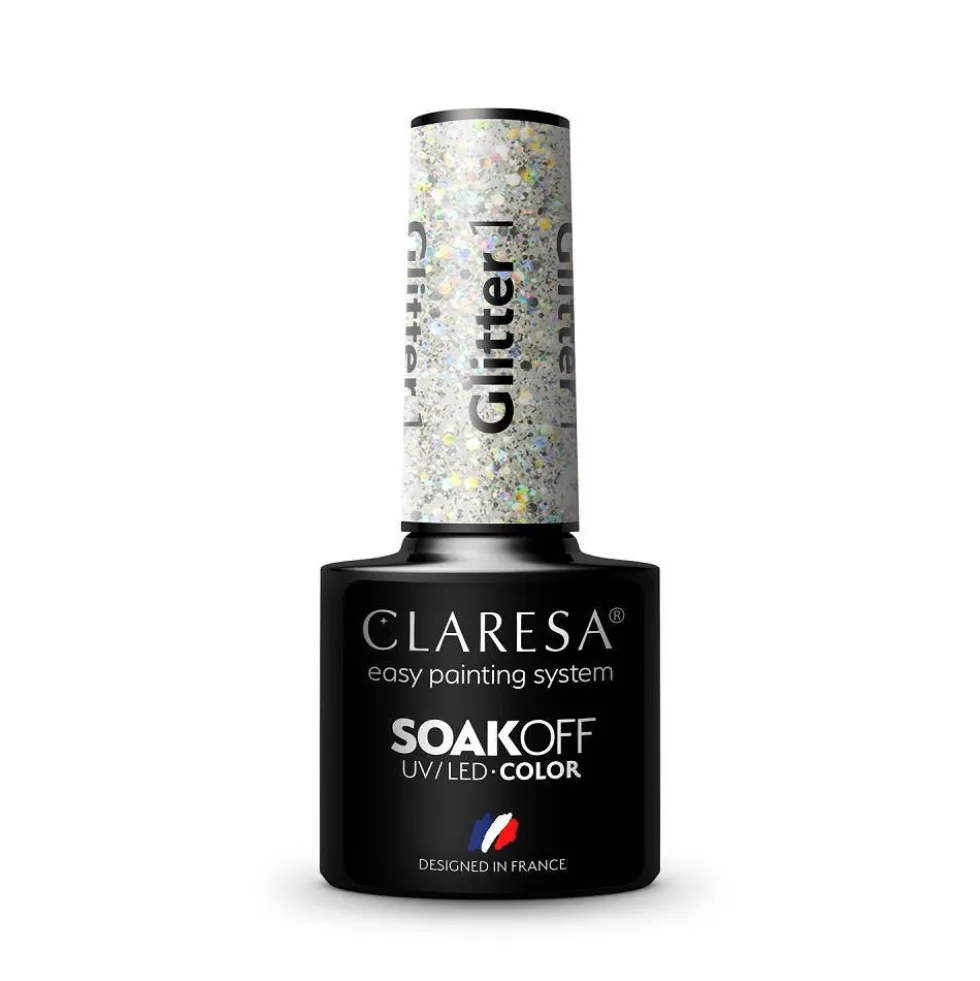 Claresa Soak Off UV/LED Glitter lakier hybrydowy 1 5g
