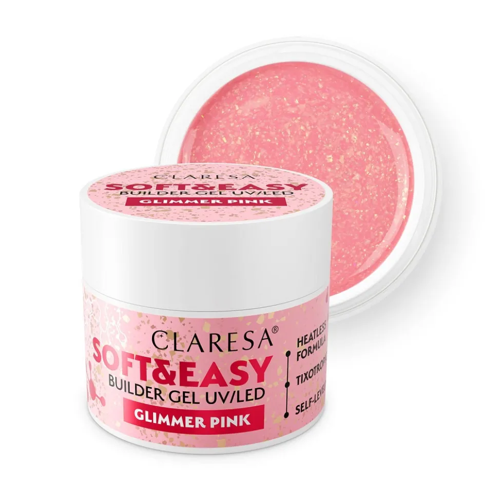Claresa Soft&Easy Builder Gel żel budujący Glimmer Pink 90g