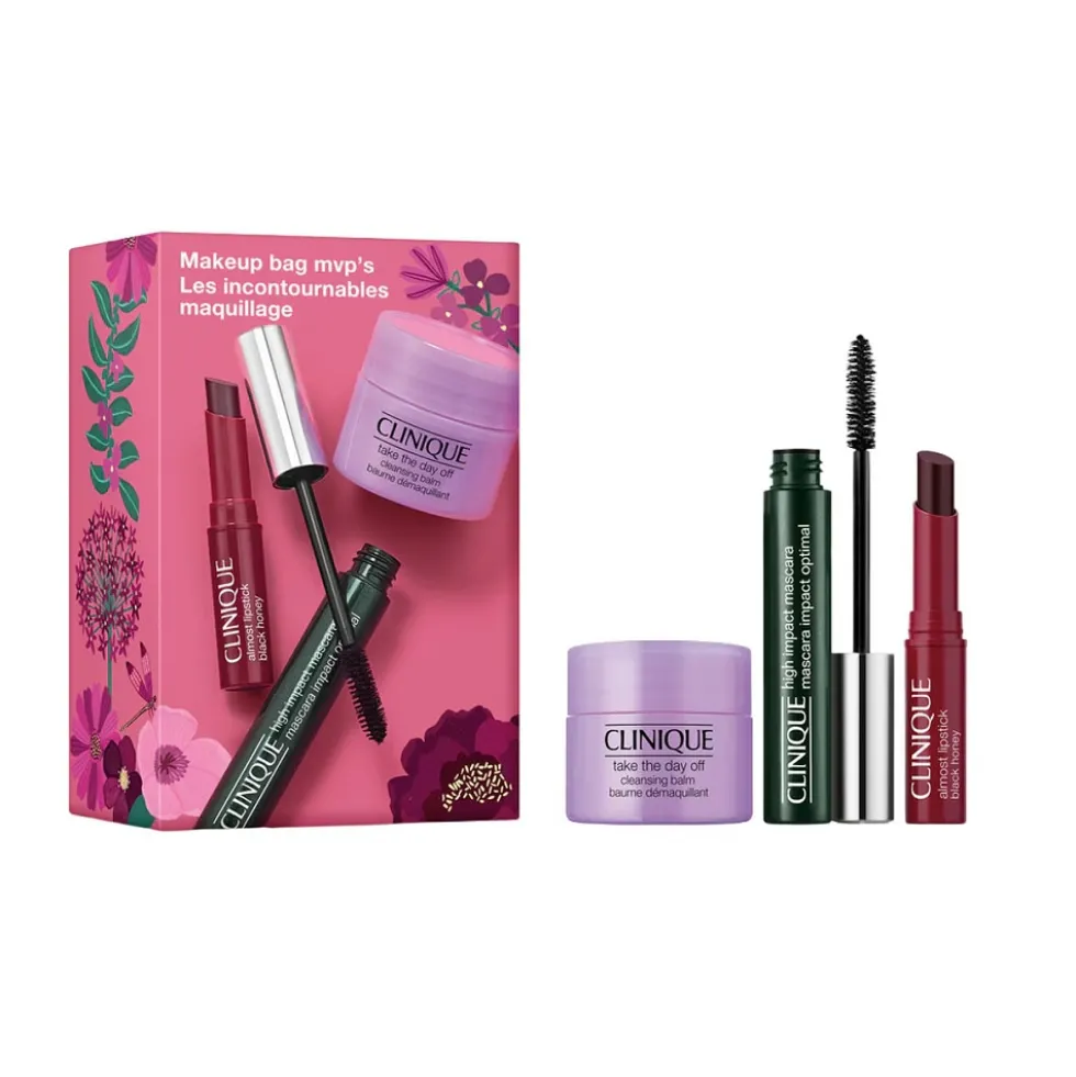 Clinique Makeup Bag MVP's zestaw tusz do rzęs 7ml + pomadka do ust 1.2g + balsam do demakijażu 15ml