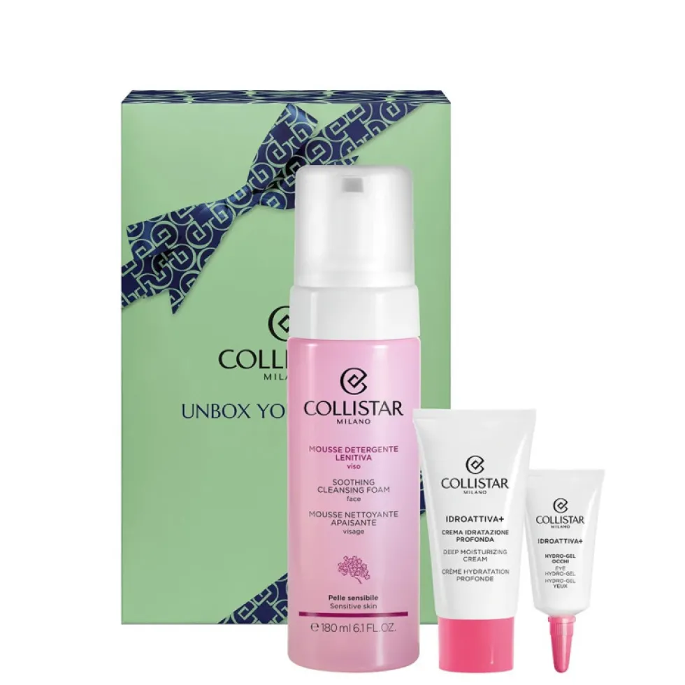 Collistar Unbox Your Beauty zestaw łagodzący mus oczyszczający do twarzy 180ml + krem głęboko nawilżający 25ml + hydro-żel pod oczy 5ml