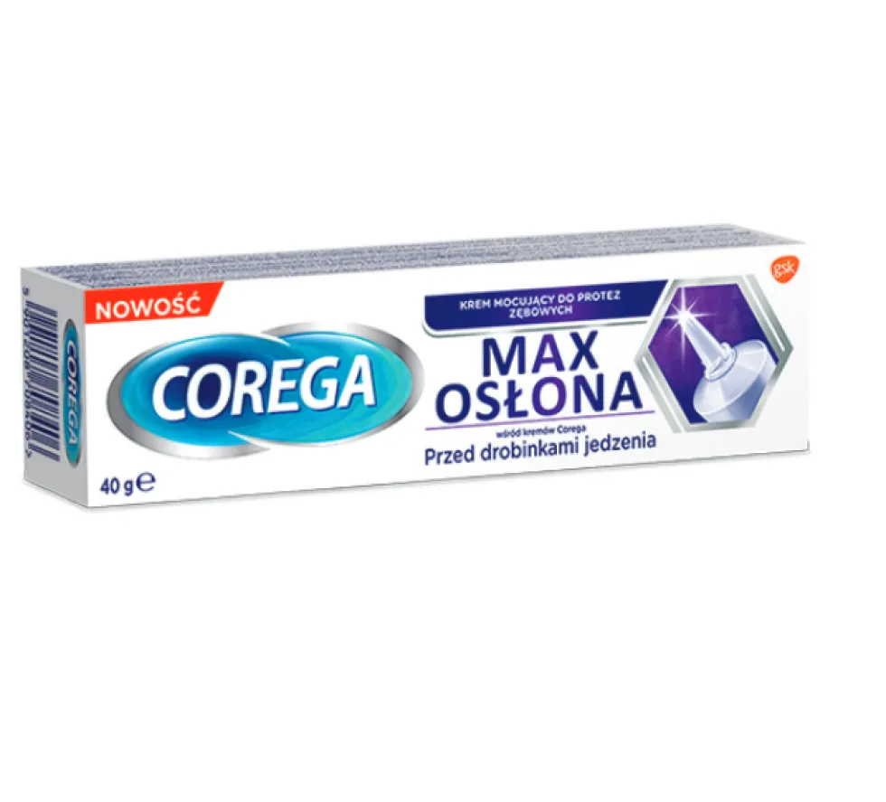 Corega Power Max Mocowanie + Osłona krem mocujący do protez zębowych 40g