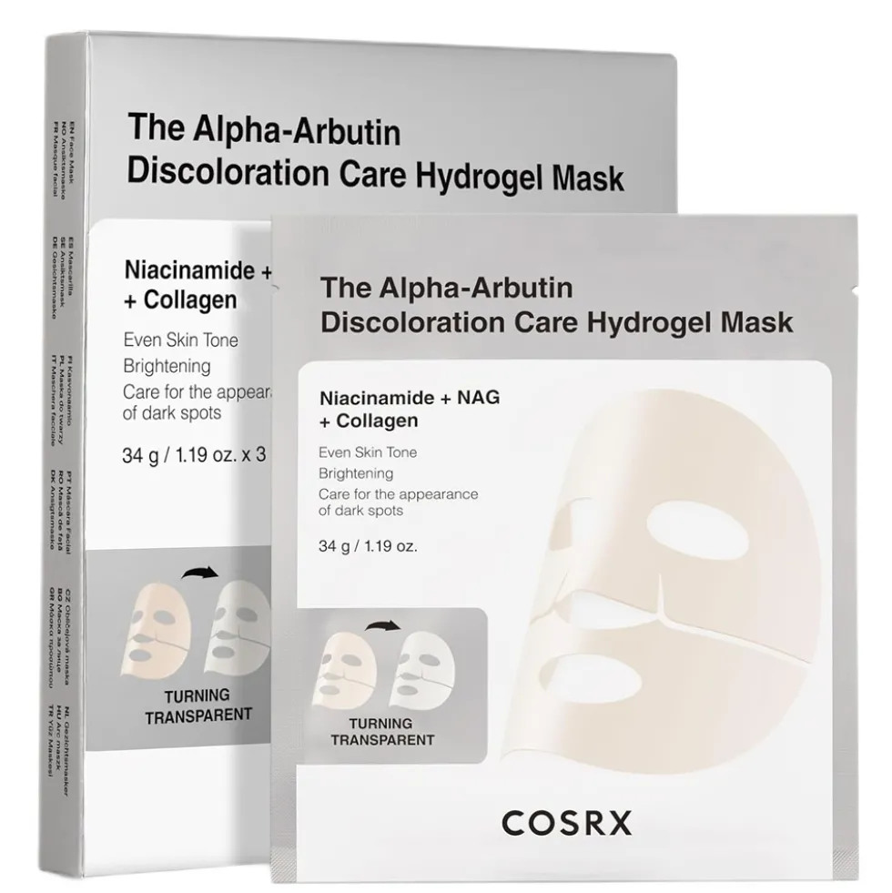 COSRX The Alpha-Arbutin Discoloration Care Hydrogel Mask hydrożelowa maseczka w płachcie na przebarwienia 3szt.