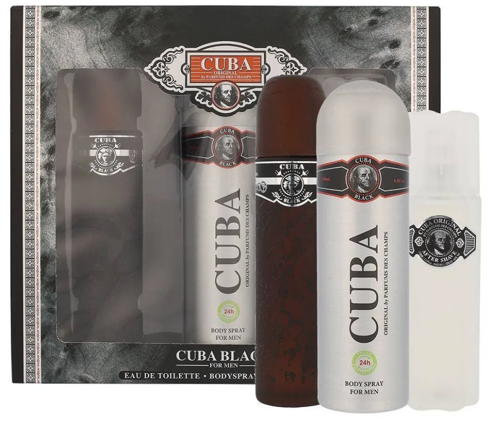 Cuba Original Cuba Black zestaw woda toaletowa spray 100ml + dezodorant spray 200ml + woda po goleniu 100ml