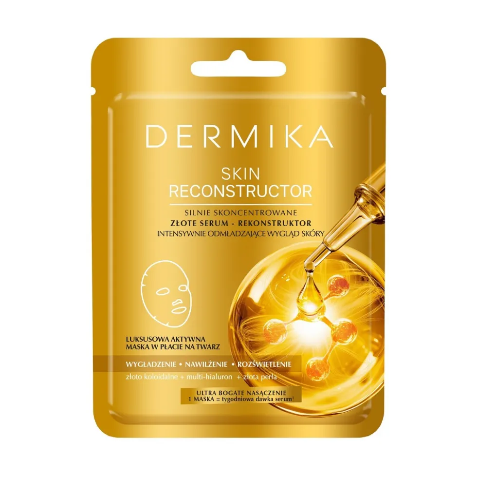 Dermika Skin Reconstructor silnie skoncentrowane złote serum-rekonstruktor intensywnie odmładzający wygląd skóry maska w płacie 1szt