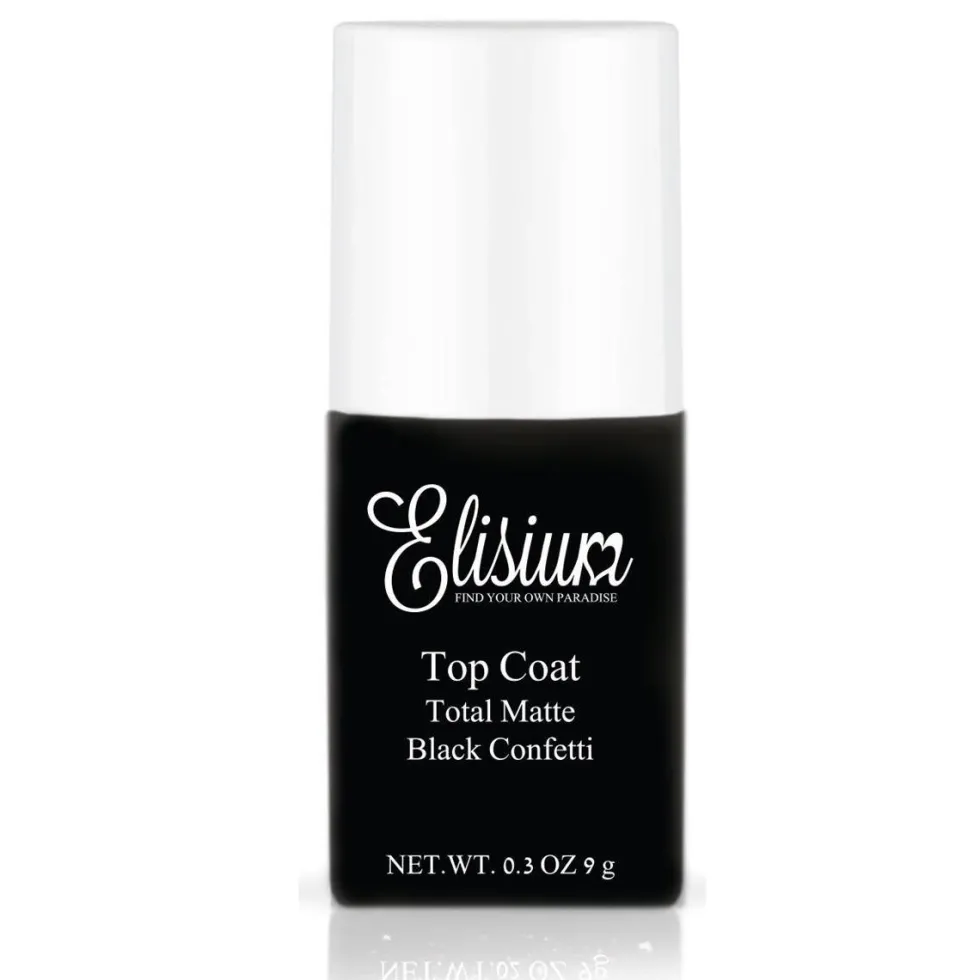 Elisium Top Coat Total Matte matowy top do lakierów hybrydowych Black Confetti 9g