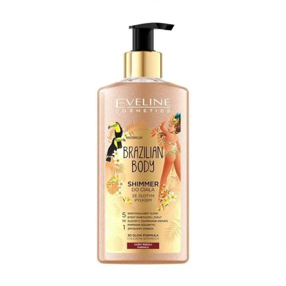 Eveline Cosmetics Brazilian Body shimmer do ciała ze złotym pyłkiem 150ml
