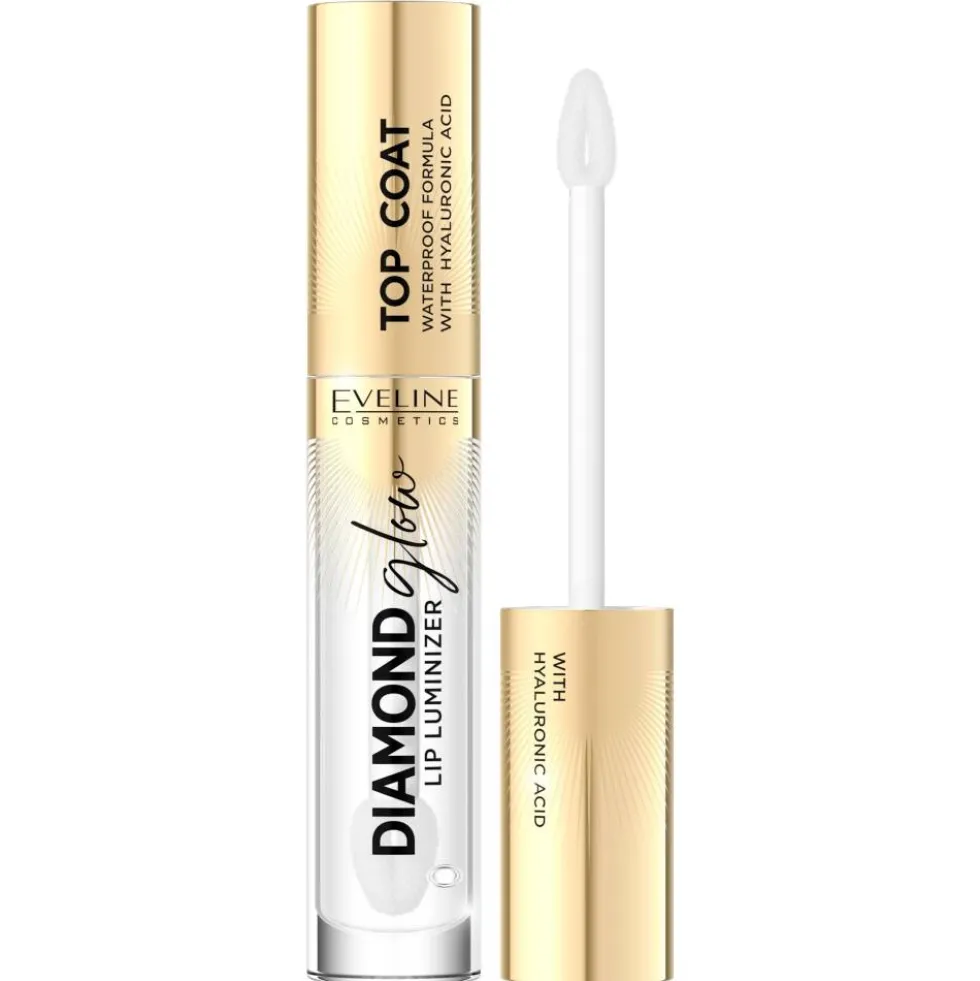Eveline Cosmetics Diamond Glow Lip Luminizer top coat do ust z kwasem hialuronowym 01 Transparent 4.5ml