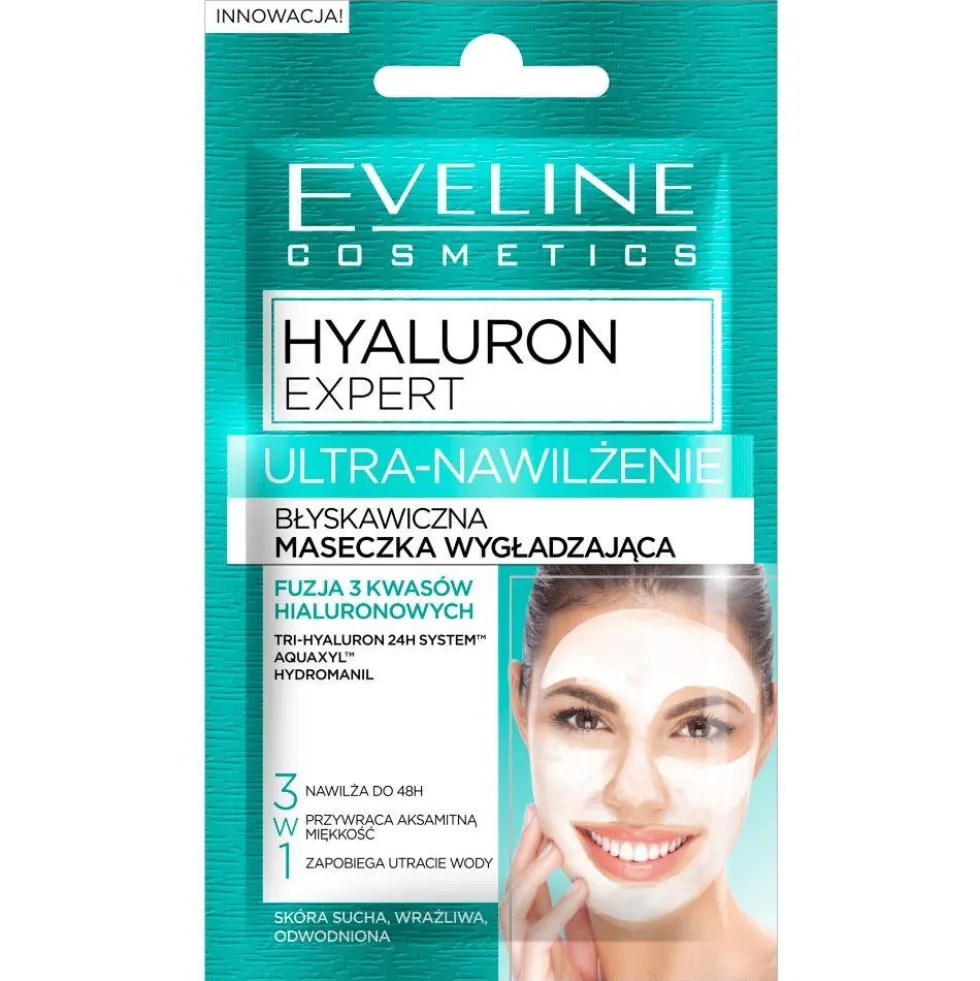 Eveline Cosmetics Hyaluron Expert Ultra-nawilżenie błyskawiczna maseczka wygładzająca 3w1 7ml