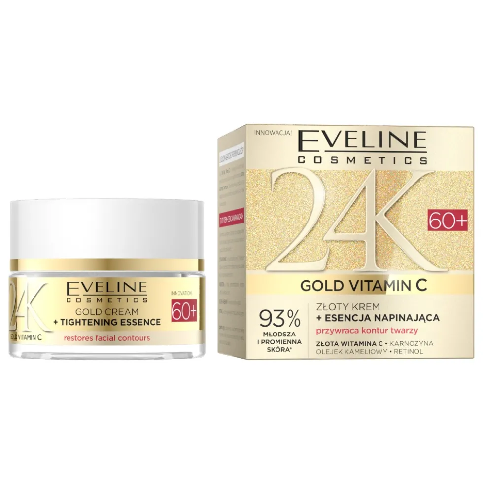 Eveline Cosmetics 24K Gold Vitamin C złoty krem + esencja napinająca 60+ 50ml
