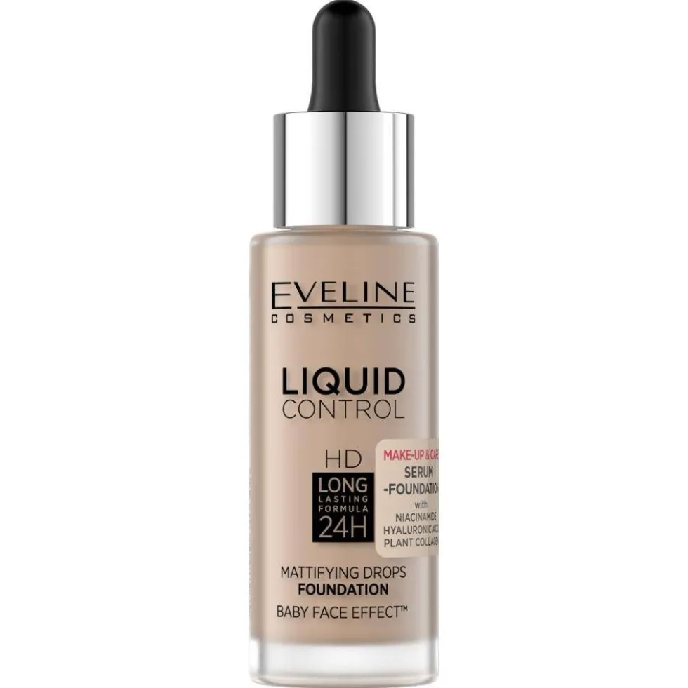 Eveline Cosmetics Liquid Control HD matujący podkład do twarzy z niacynamidem 025 Light Rose 32ml