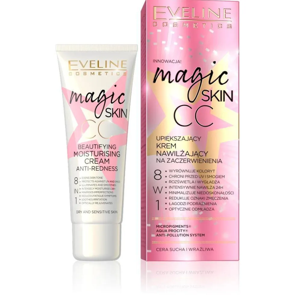 Eveline Cosmetics Magic Skin CC upiększający krem nawilżający na zaczerwienienia 50ml
