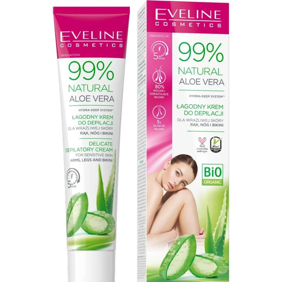Eveline Cosmetics 99% Natural Aloe Vera krem do depilacji rąk nóg i bikini 125ml