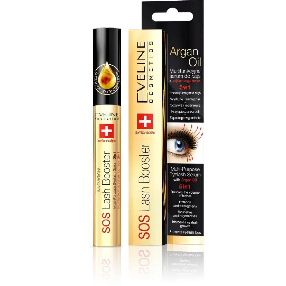 Eveline Cosmetics Sos Lash Booster multifunkcyjne serum do rzęs z olejkiem arganowym 10ml