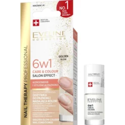 Eveline Cosmetics Therapy Professional skoncentrowana odżywka do paznokci nadająca kolor 6w1 Golden Glow 5ml