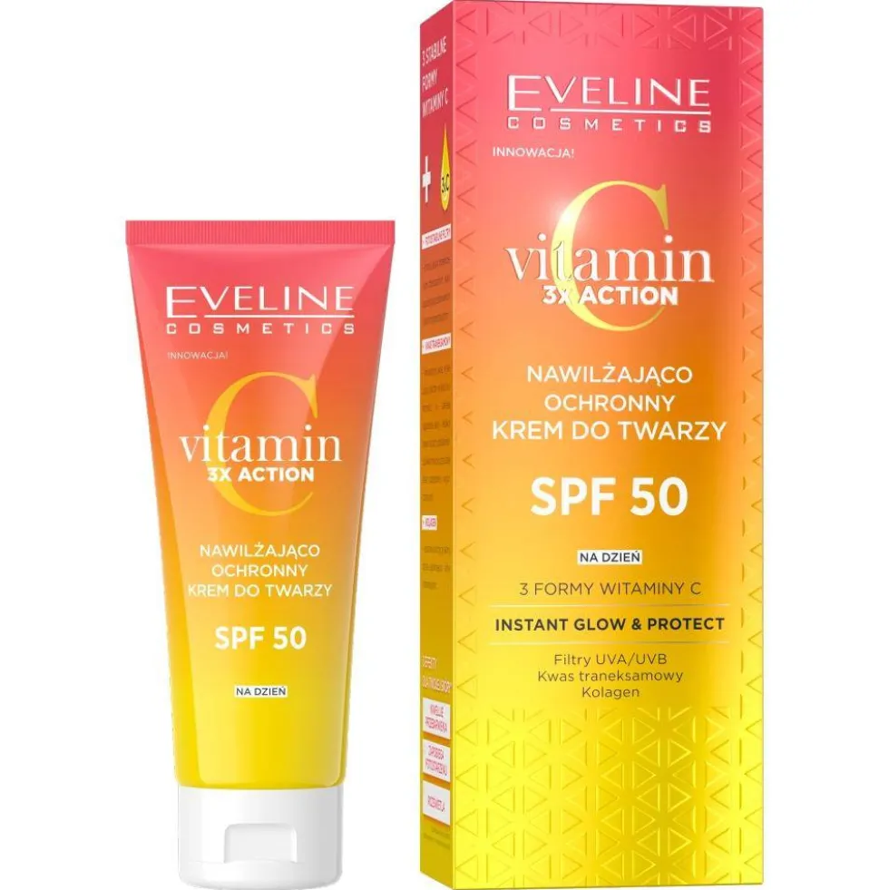 Eveline Cosmetics Vitamin C 3x Action nawilżająco-ochronny krem do twarzy SPF50 30ml