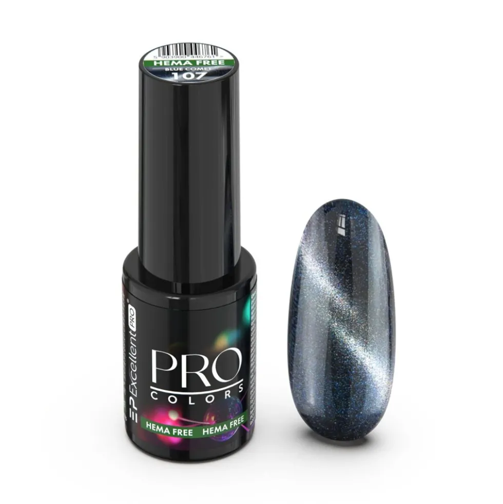Excellent PRO Pro Colors Hema Free CatEye lakier hybrydowy 107 Blue Comet 7g