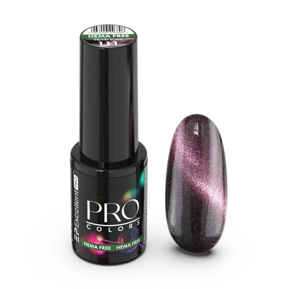 Excellent PRO Pro Colors Hema Free CatEye lakier hybrydowy 111 Velvet Elixir 7g