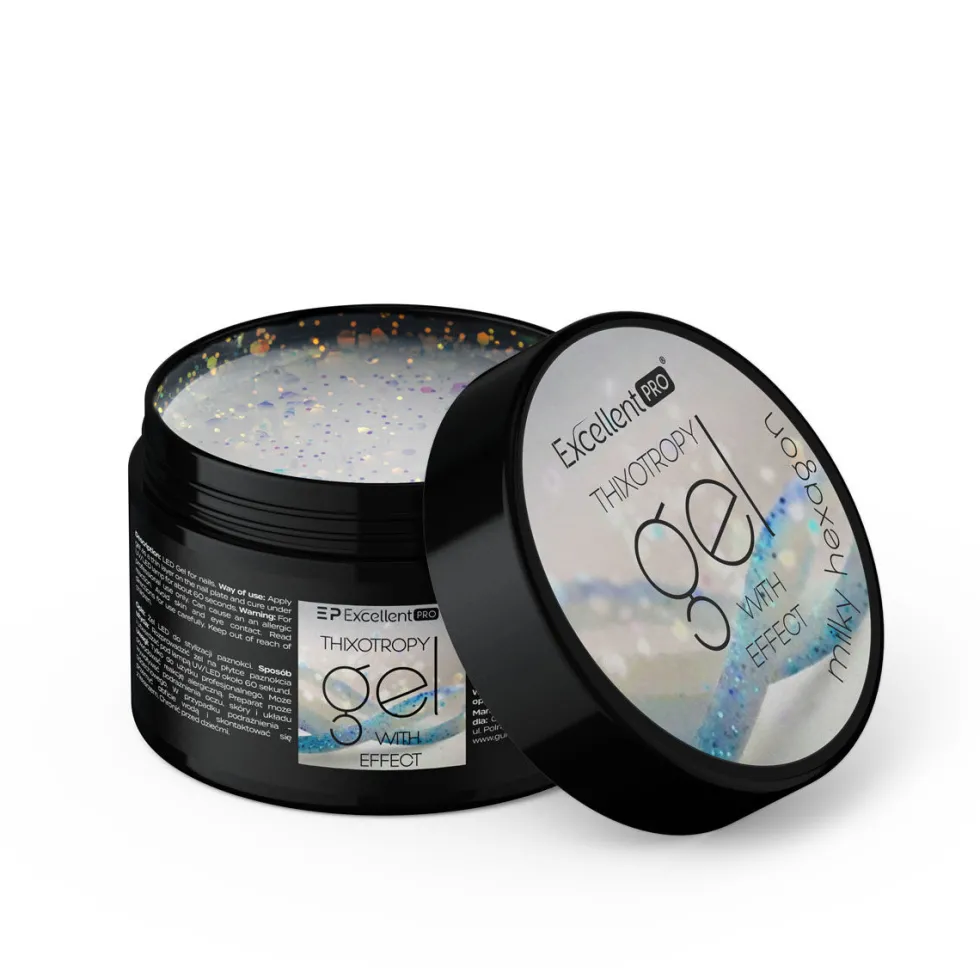 Excellent PRO Thixotropy Gel With Effect żel budujący Milky Hexagon 15g