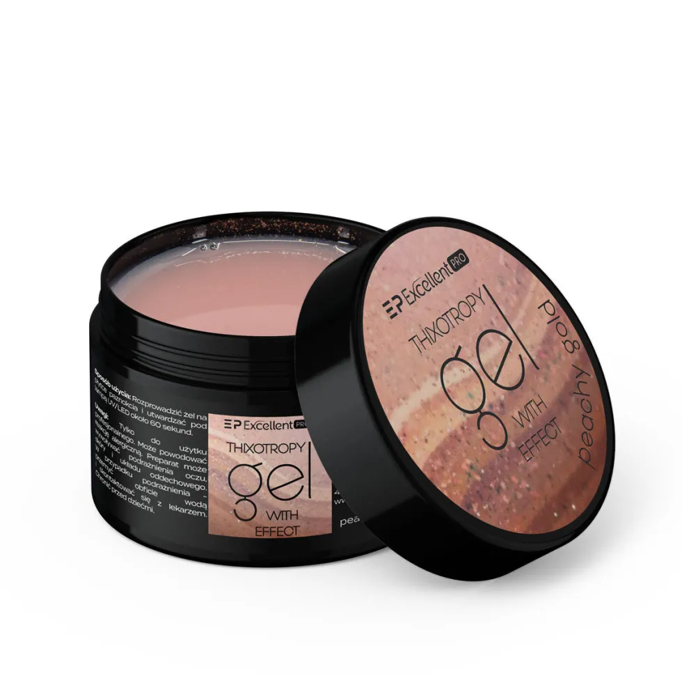 Excellent PRO Thixotropy Gel With Effect żel budujący Peachy Gold 15g