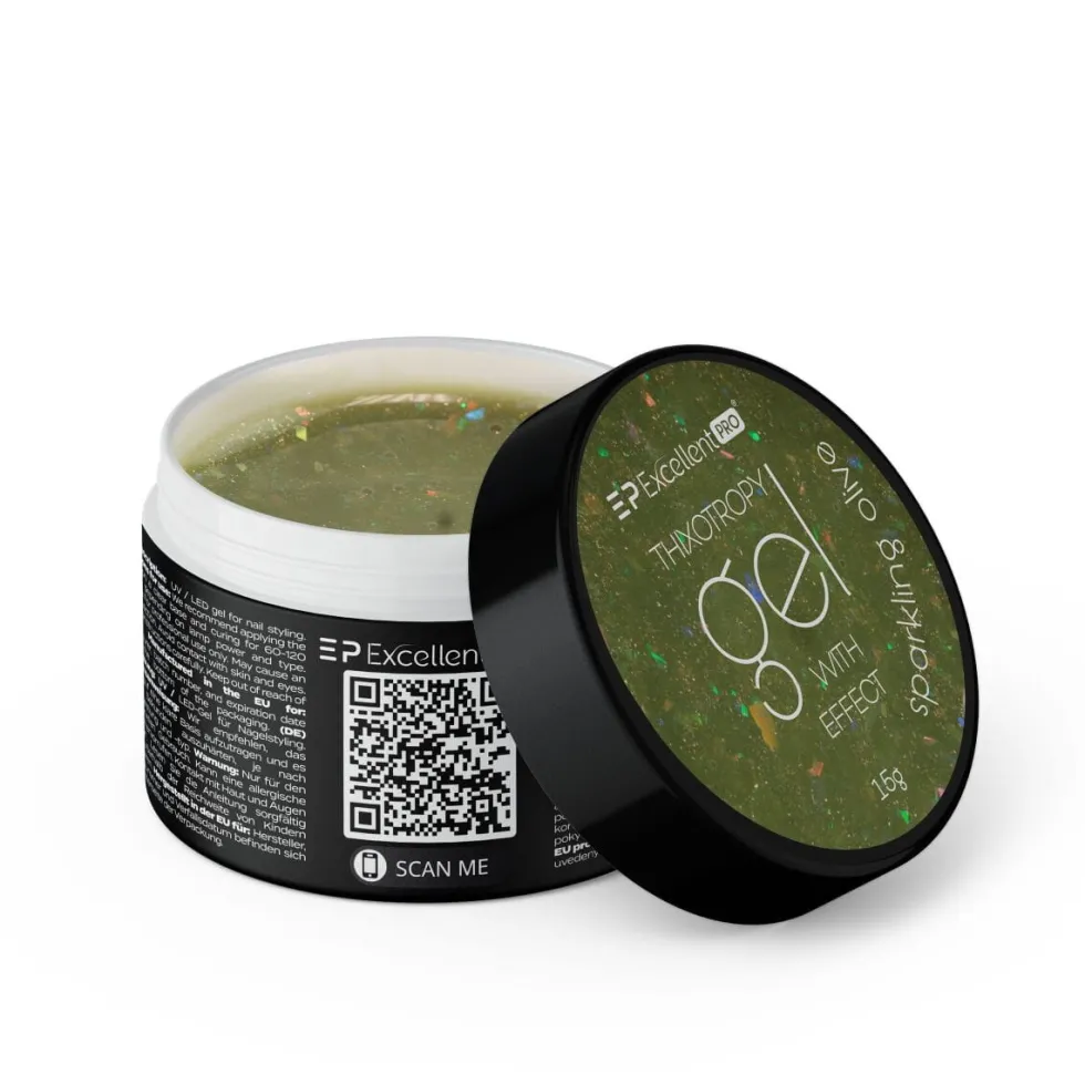 Excellent PRO Thixotropy Gel With Effect żel budujący Sparkling Olive 15g