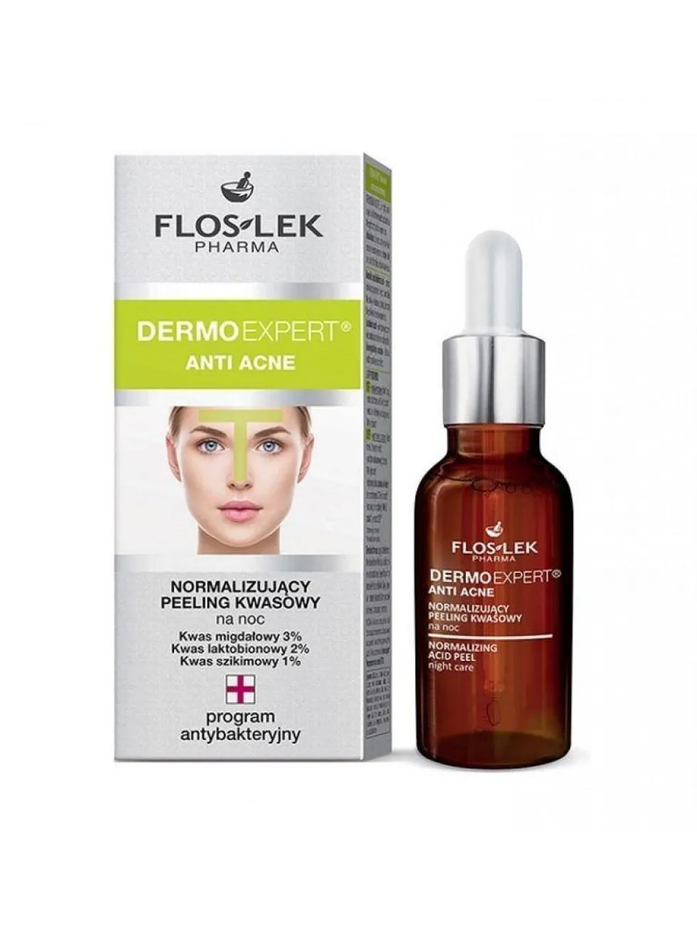Floslek Dermo Expert Anti Acne normalizujący peeling kwasowy na noc 30ml