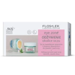 Floslek Eye Zone zestaw żel ze świetlikiem lekarskim i chabrem bławatkiem do powiek i pod oczy 10g + odżywczy krem pod oczy ze świetlikiem i masłem shea 15ml