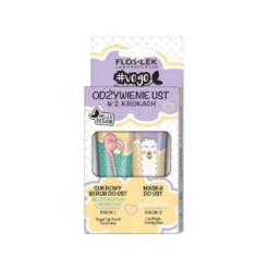 Floslek Vege Lip Care zestaw odżywienie ust w 2 krokach cukrowy scrub bezstresowy limonkowy + maska do ust stylowa gruszkowa 2x14g