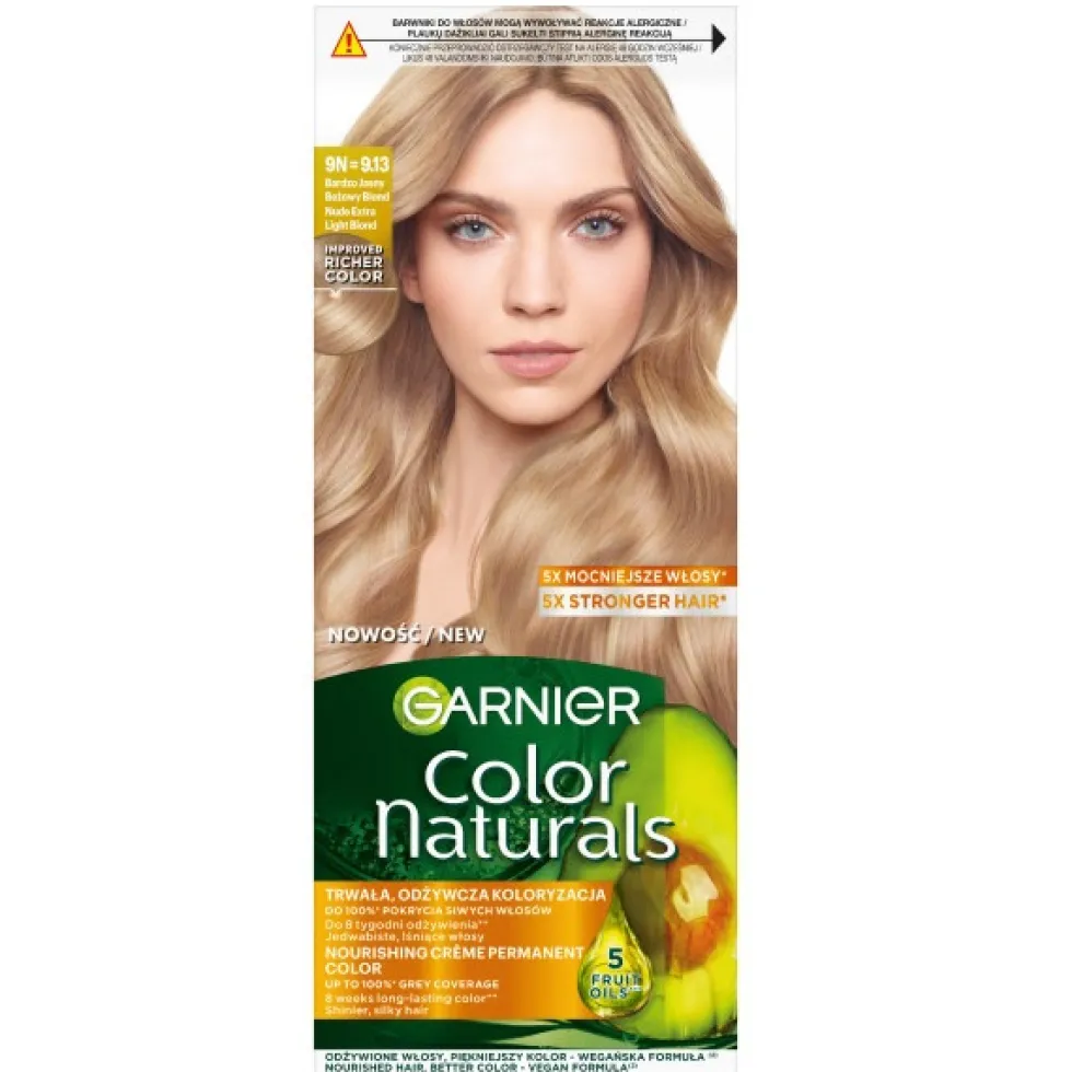 Garnier Color Naturals odżywcza farba do włosów 9N=9.13 Bardzo Jasny Beżowy Blond
