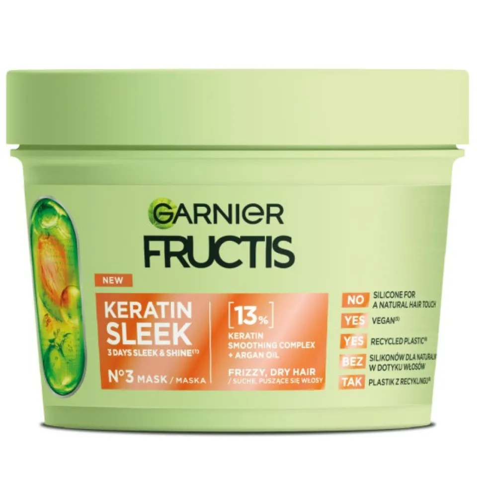 Garnier Fructis Keratin Sleek maska do włosów suchych i puszących się 370ml